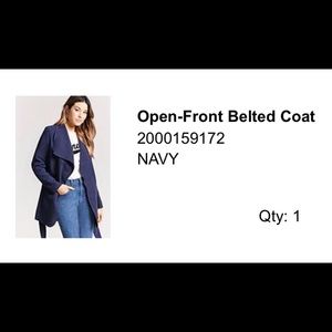 Forever 21 Belted Coat Navy